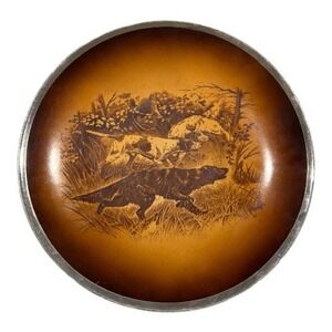 Silver Sienna Hunting Dog Scenic Decorative Plate Wall Hanging Vintage Art